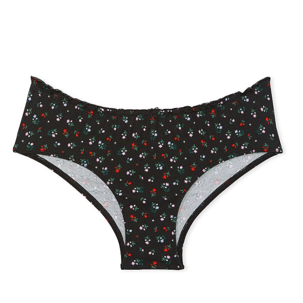 Cotton Back-tie Cheeky Panty - VS PINK Floral panties Size Medium NWT